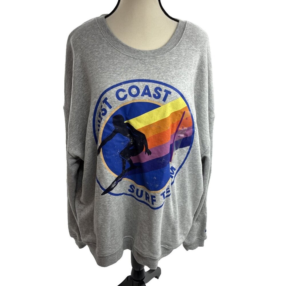 Grayson Threads Womens Graphic Sweatshirt West Coast Surf Crewneck Oversized XL